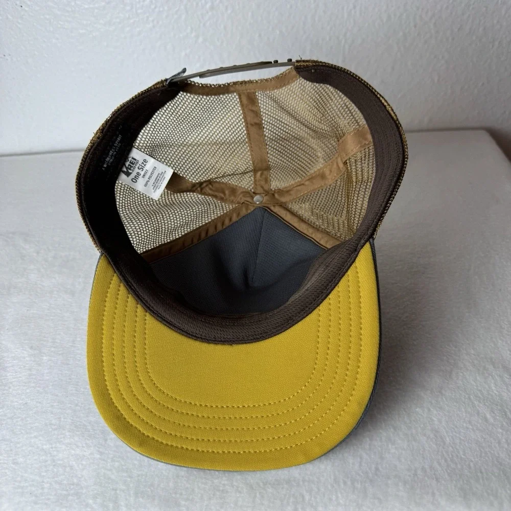 REI CO-OP  Trucker Hat One Size Adjustable Snapback Blue Brown Cap Mesh Back